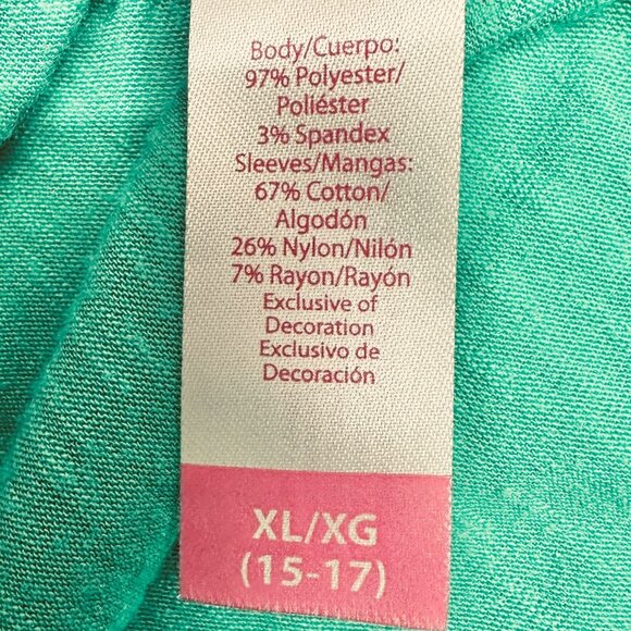 No Boundaries Blouse Juniors XL (15-17) Green Lace-Trimmed SS Poly Spandex Blend - Picture 4 of 10